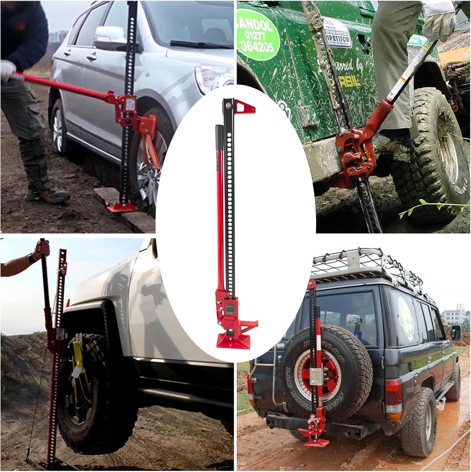 BIG RED TR6501B Torin 48" Ratcheting Off Road Utility Farm Jack, 3 Ton (6,000 lb) Capacity, Red