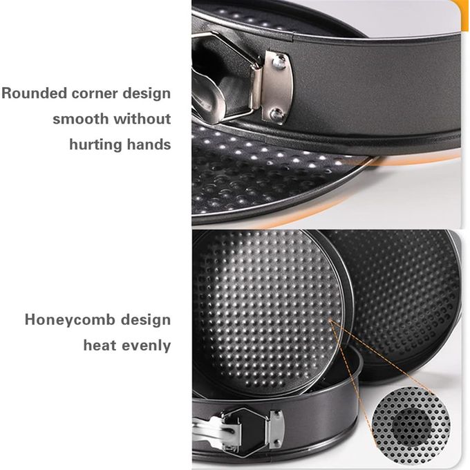 3Pcs Non Stick Cake Tray Mould Into Round, Heart, Square Set