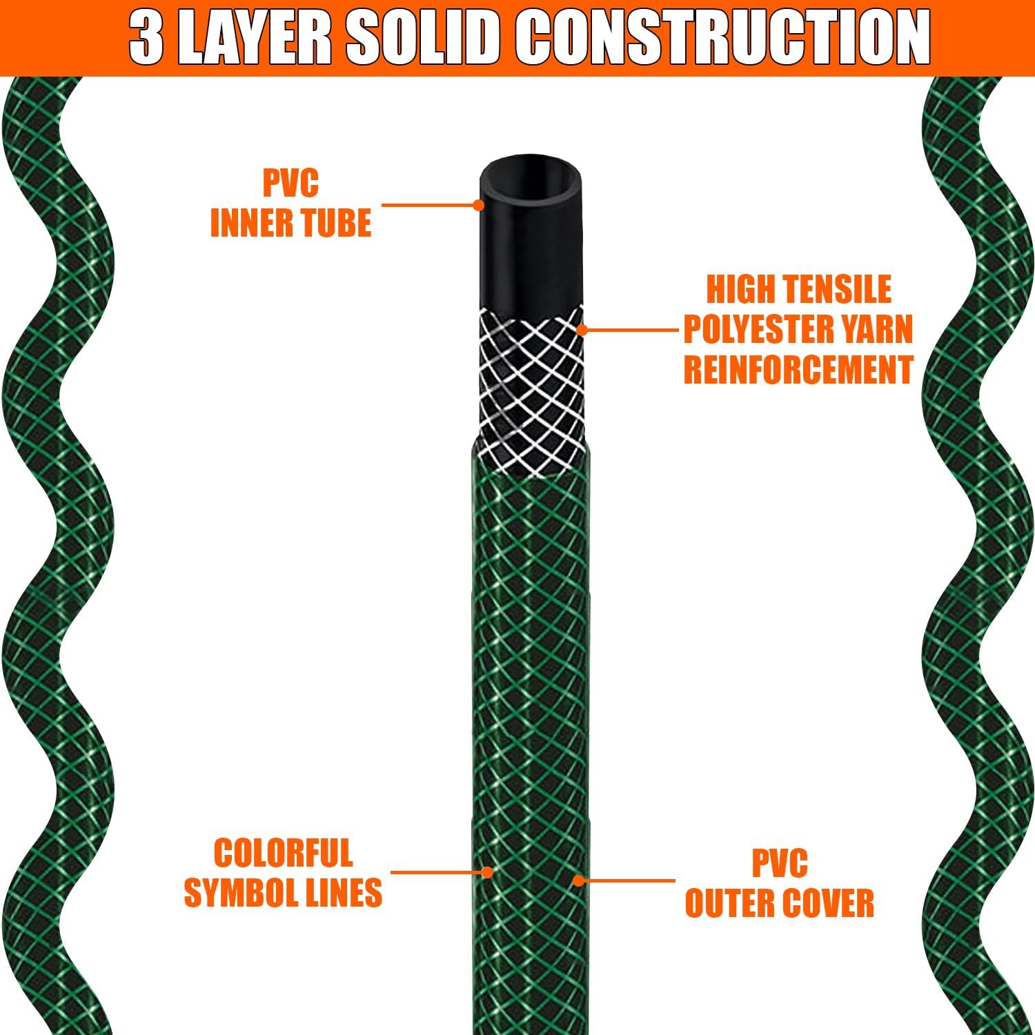 𝟑 𝐋𝐀𝐘𝐄𝐑 𝐖𝐀𝐓𝐄𝐑 𝐇𝐎𝐒𝐄 𝐏𝐈𝐏𝐄 Heavy Duty Braided Water Hose Pipe'
