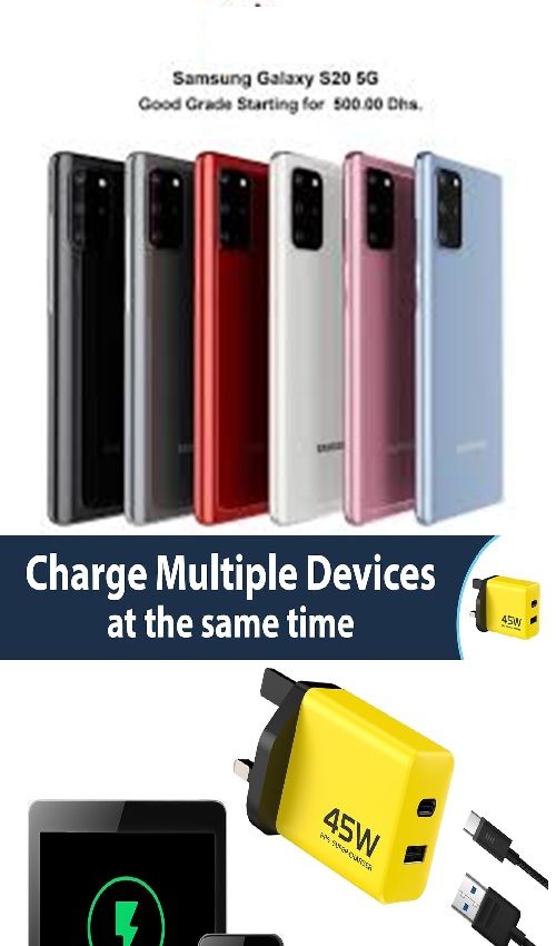 Samsung Galaxy S20 5G 6.2 inch 8GB+128GB Dual Sim ,64mp+12mp AMOLED Display ,4000mah, Grade (A) ,Unlocked + FREE 45W SUPER FAST CHARGER