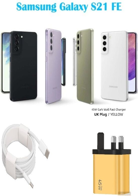 SAMSUNG Galaxy S21 FE 5G,Dual SIM 128GB +6GB RAM  6.4” Infinity-O AMOLED Touchscreen And a Professional 12 MP Triple Camera System ,4,500mAh battery -UNLOCKED + FREE 45WTTS SUPER FAST CHARGER