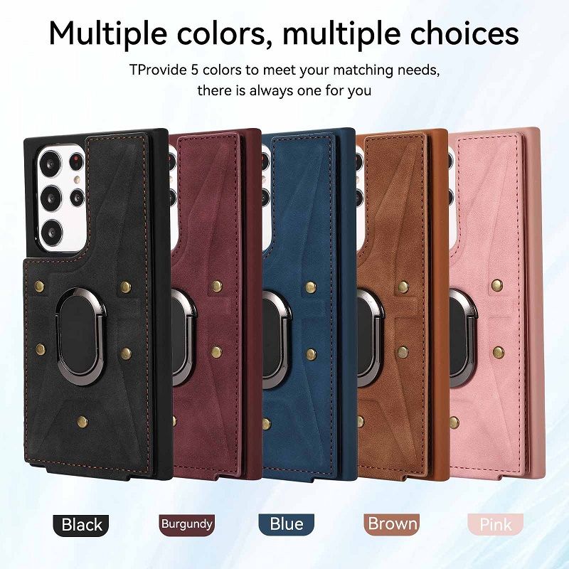 Leather Cover for Samsung Galaxy S23 S22 S21 S20 Ultra A13 A53 A14 A54 A34 Armour Finger Ring Buckle Doka Leather Case