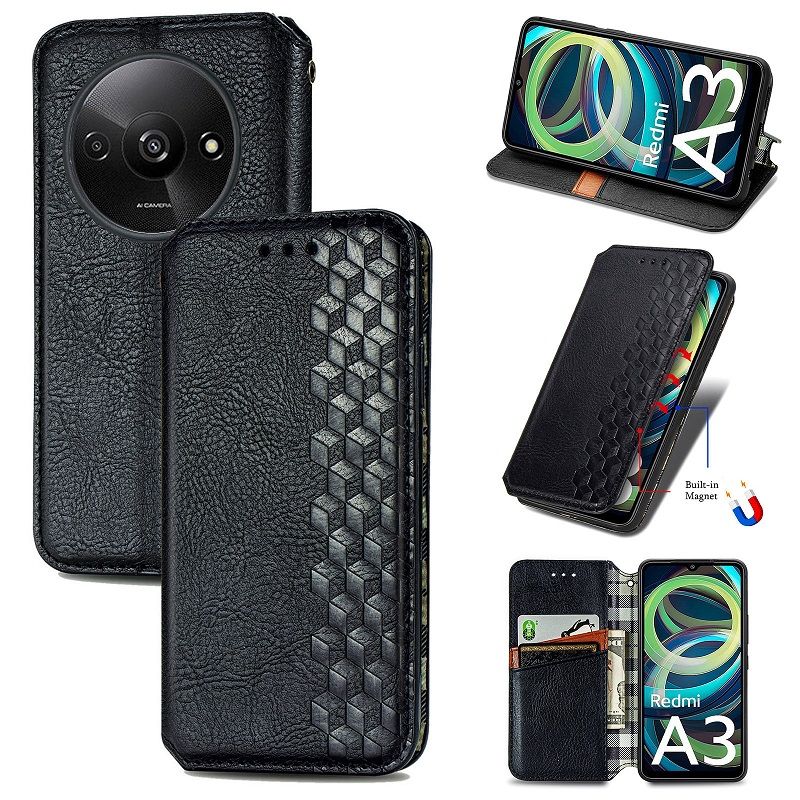 Leather Phone Case Flip Cover for Xiaomi Redmi Note 13 Pro 13 Pro Plus A3 13 13C Magnetic Full Body Shockproof Stand Flip Cover