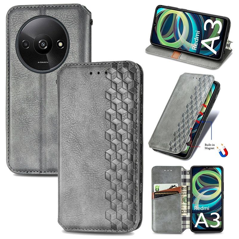 Leather Phone Case Flip Cover for Xiaomi Redmi Note 13 Pro 13 Pro Plus A3 13 13C Magnetic Full Body Shockproof Stand Flip Cover