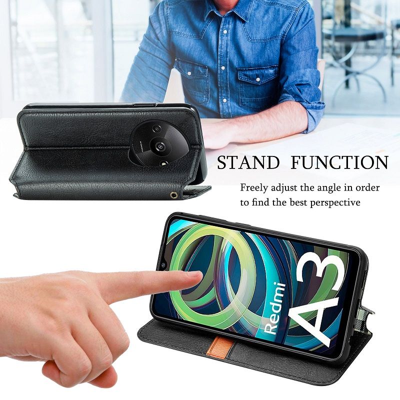 Leather Phone Case Flip Cover for Xiaomi Redmi Note 13 Pro 13 Pro Plus A3 13 13C Magnetic Full Body Shockproof Stand Flip Cover
