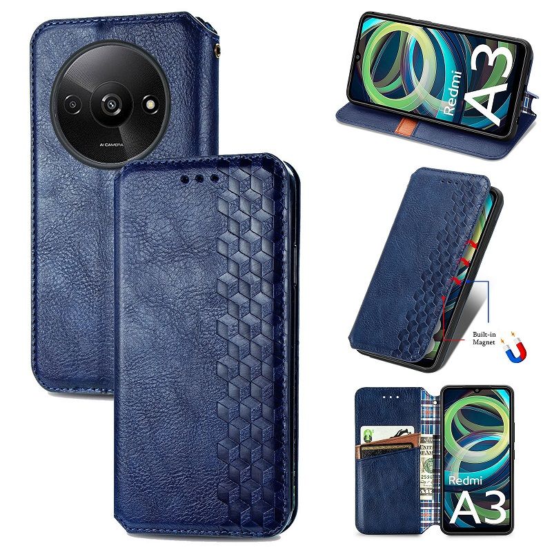 Leather Phone Case Flip Cover for Xiaomi Redmi Note 13 Pro 13 Pro Plus A3 13 13C Magnetic Full Body Shockproof Stand Flip Cover
