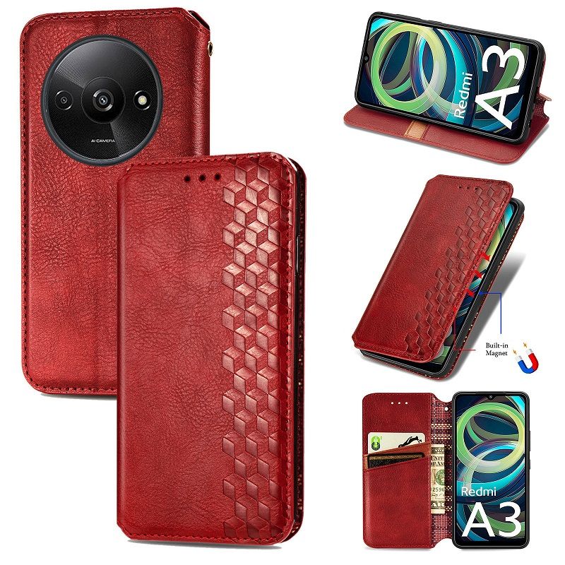 Leather Phone Case Flip Cover for Xiaomi Redmi Note 13 Pro 13 Pro Plus A3 13 13C Magnetic Full Body Shockproof Stand Flip Cover