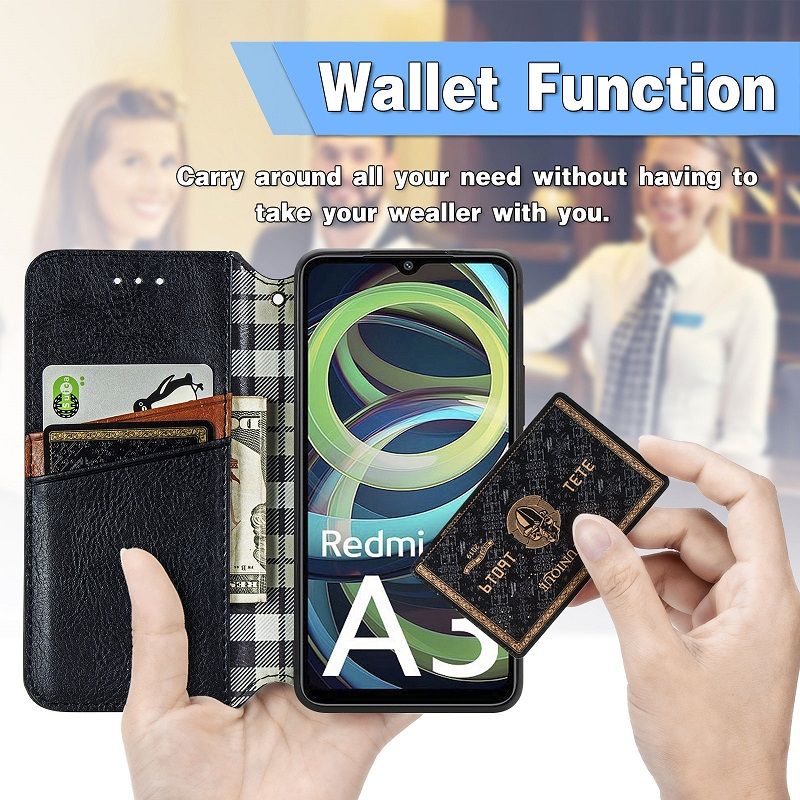 Leather Phone Case Flip Cover for Xiaomi Redmi Note 13 Pro 13 Pro Plus A3 13 13C Magnetic Full Body Shockproof Stand Flip Cover