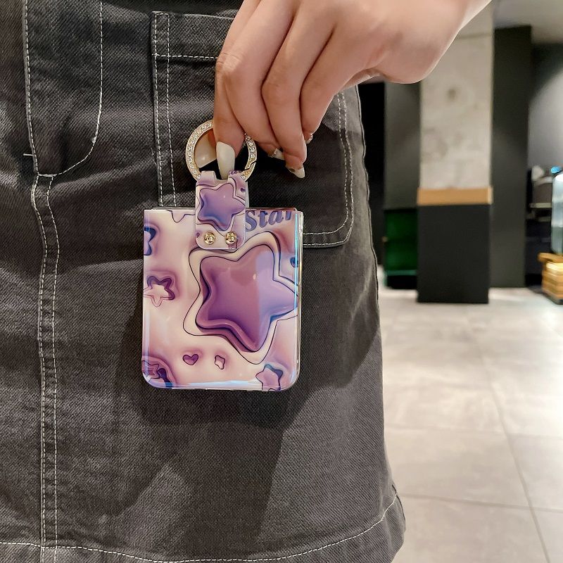 Ring Buckle Phone Case For Samsung Galaxy Z Flip 6/ Flip 5/ Flip 4/ Flip 3 Fashion Shockproof Silicone Cute Personality Protective Cover