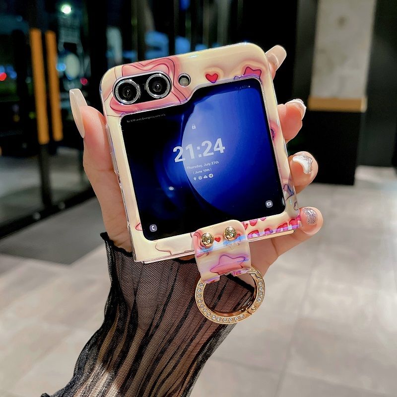 Ring Buckle Phone Case For Samsung Galaxy Z Flip 6/ Flip 5/ Flip 4/ Flip 3 Fashion Shockproof Silicone Cute Personality Protective Cover