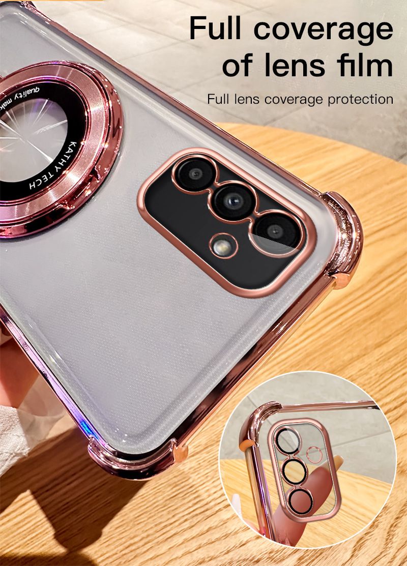 Electroplated Cover for Samsung Galaxy S24 S23 S22 S21 Ultra A55 A35 A25 A15 A05S A54 A34 A24 A14 A73 A53 A33 A23 A13 A06 A03 Electroplated Four Corner Airbag Magnetic Anti Drop Soft Phone Case