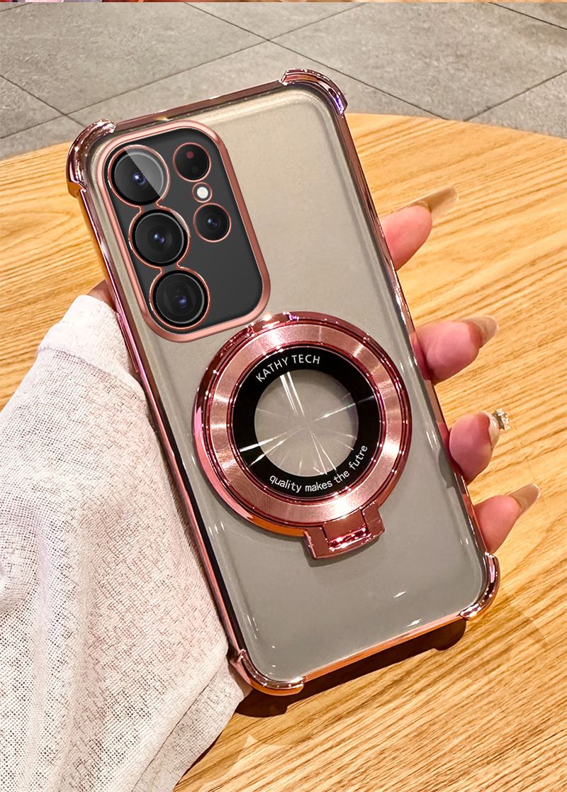 Electroplated Cover for Samsung Galaxy S24 S23 S22 S21 Ultra A55 A35 A25 A15 A05S A54 A34 A24 A14 A73 A53 A33 A23 A13 A06 A03 Electroplated Four Corner Airbag Magnetic Anti Drop Soft Phone Case