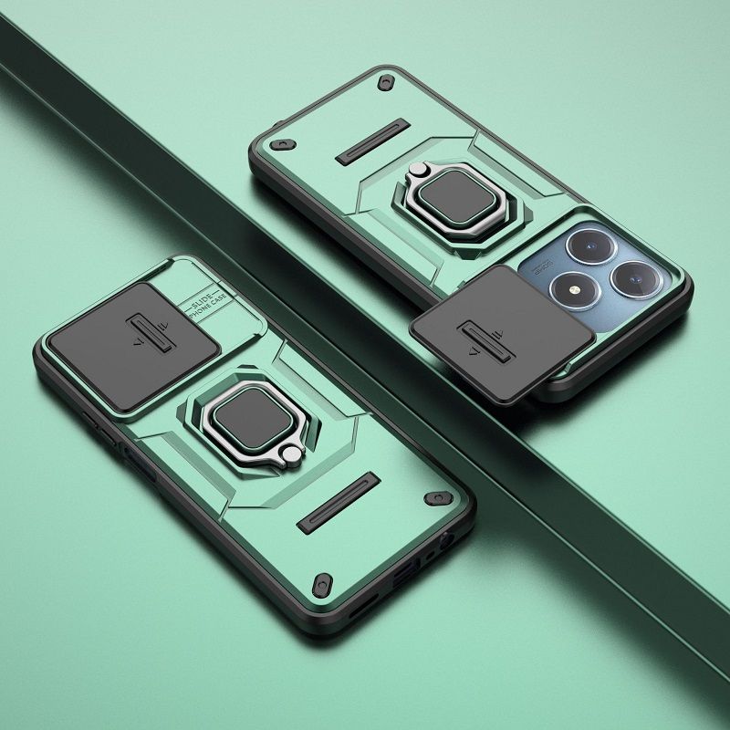 With Sliding Camera Lens Cover For OPPO Realme C63/Realme C61 Kickstand Shockproof Cover