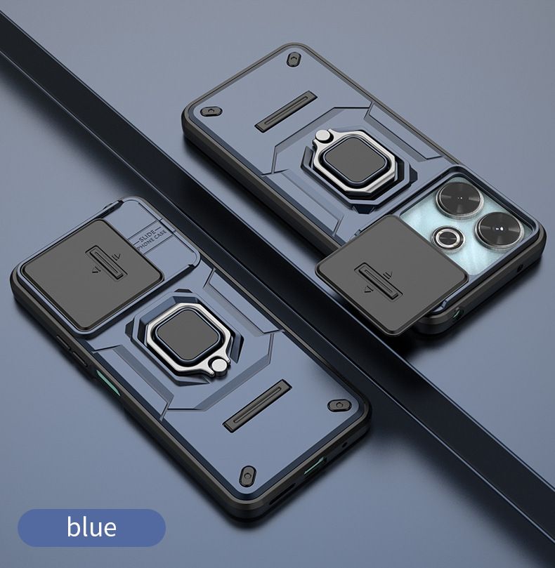 With Sliding Camera Lens Cover For Xiaomi Redmi 13 4G/Xiaomi Poco M6 4G/Xiaomi Redmi Note 13R 5G Kickstand Shockproof Cover