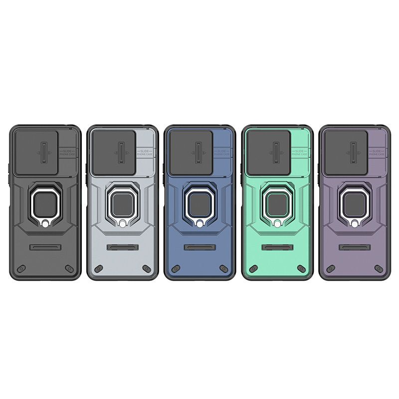 With Sliding Camera Lens Cover For Xiaomi Redmi 13 4G/Xiaomi Poco M6 4G/Xiaomi Redmi Note 13R 5G Kickstand Shockproof Cover