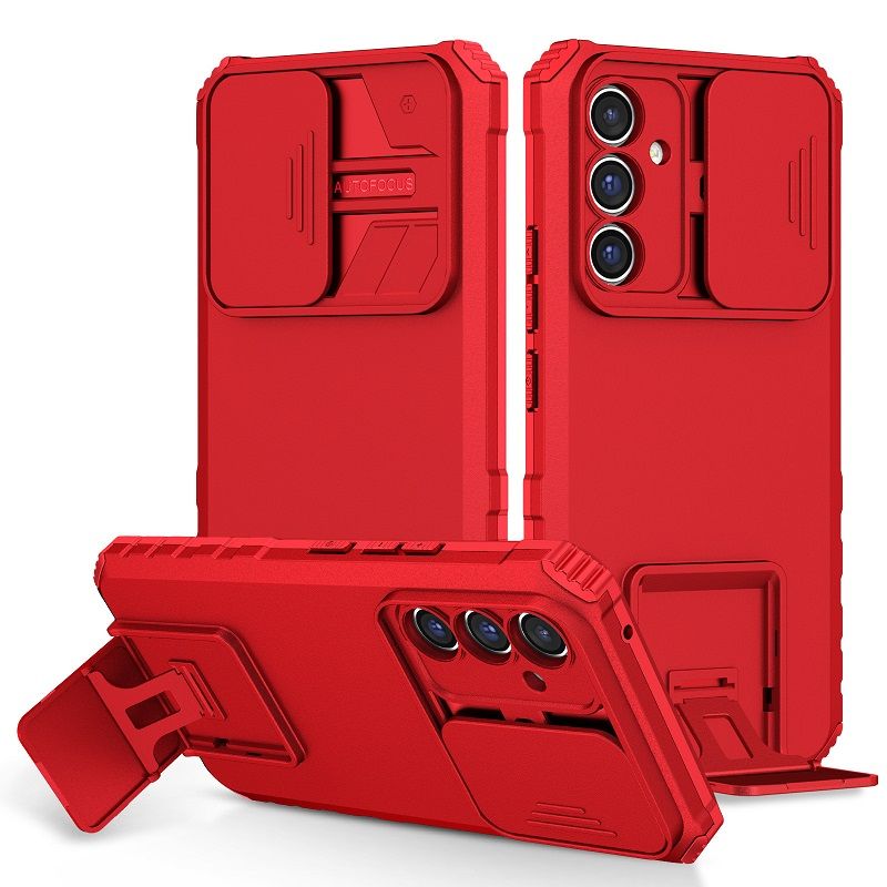Luxury Slide Camera Lens Case For Samsung Galaxy A56 A36 A26 A16 A06 A55 A35 A25 A15 A05S A05 A54 A34 A24 A14 A04S A04E A04 M23 F23 M32 A73 A53 A33 A23 A13 Kickstand Shockproof Cover