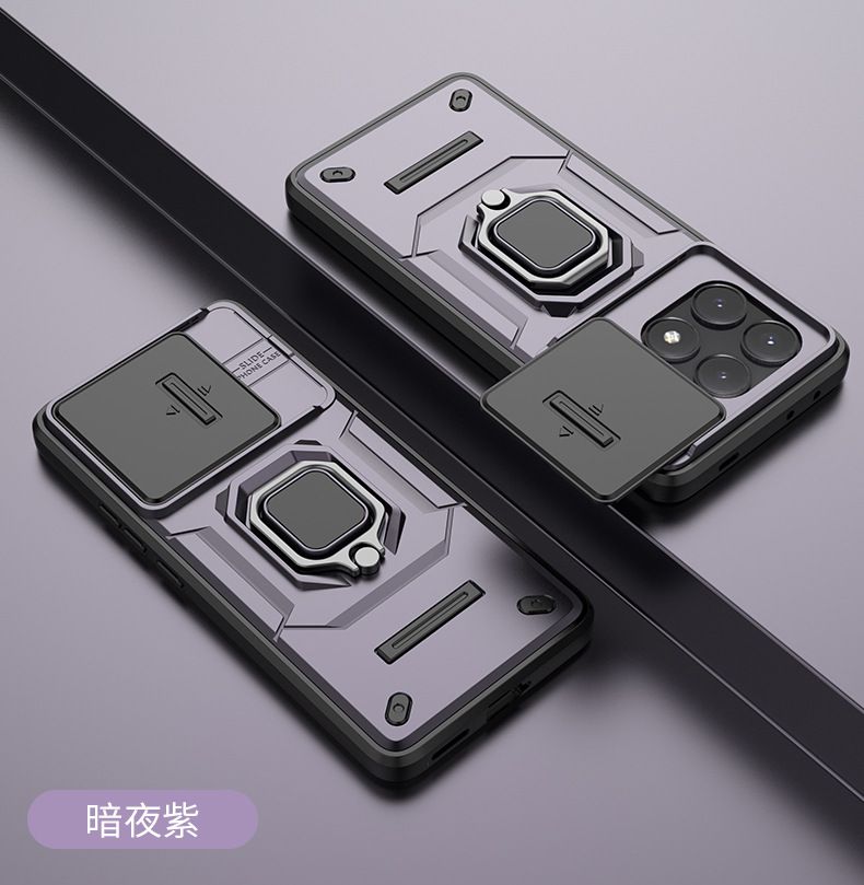 With Sliding Camera Lens Cover For Xiaomi POCO X6 Pro 5G/Redmi K70e 5G Kickstand Shockproof Cover