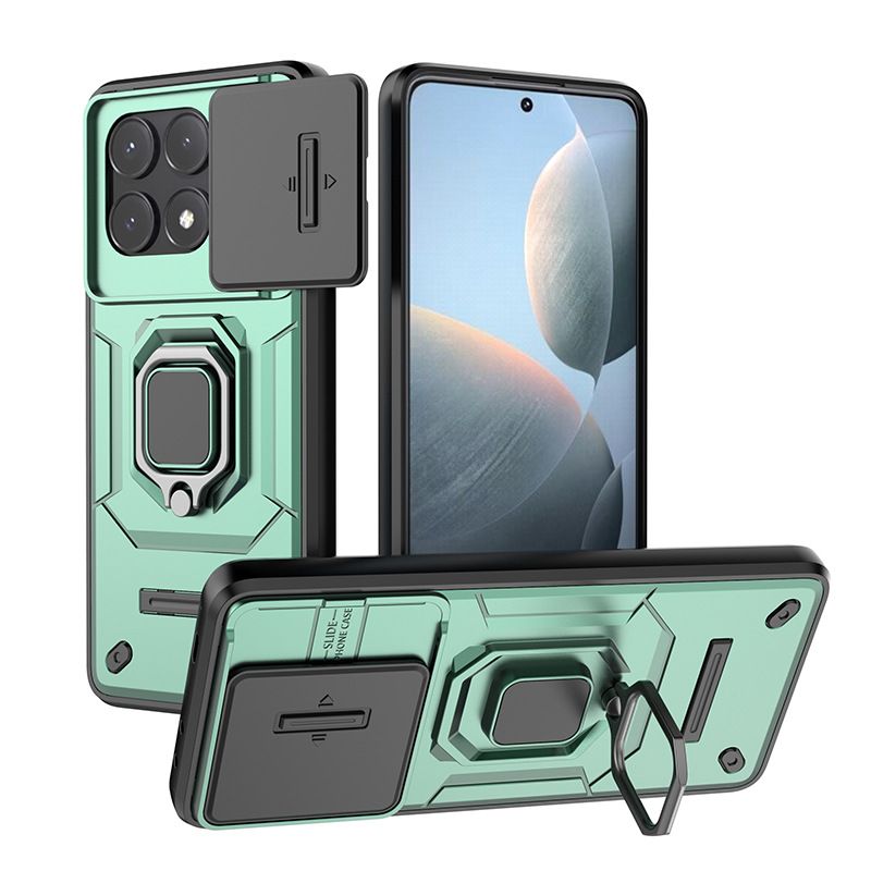 With Sliding Camera Lens Cover For Xiaomi POCO X6 Pro 5G/Redmi K70e 5G Kickstand Shockproof Cover