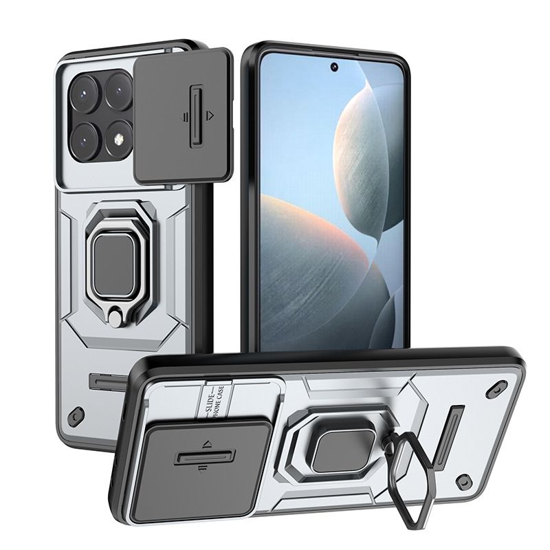 With Sliding Camera Lens Cover For Xiaomi POCO X6 Pro 5G/Redmi K70e 5G Kickstand Shockproof Cover