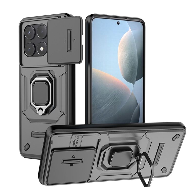 With Sliding Camera Lens Cover For Xiaomi POCO X6 Pro 5G/Redmi K70e 5G Kickstand Shockproof Cover