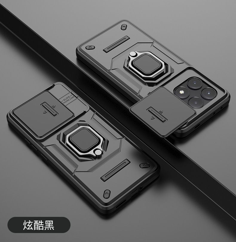 With Sliding Camera Lens Cover For Xiaomi POCO X6 Pro 5G/Redmi K70e 5G Kickstand Shockproof Cover