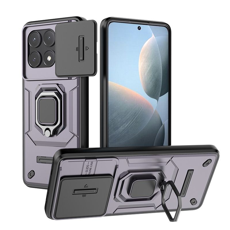With Sliding Camera Lens Cover For Xiaomi POCO X6 Pro 5G/Redmi K70e 5G Kickstand Shockproof Cover