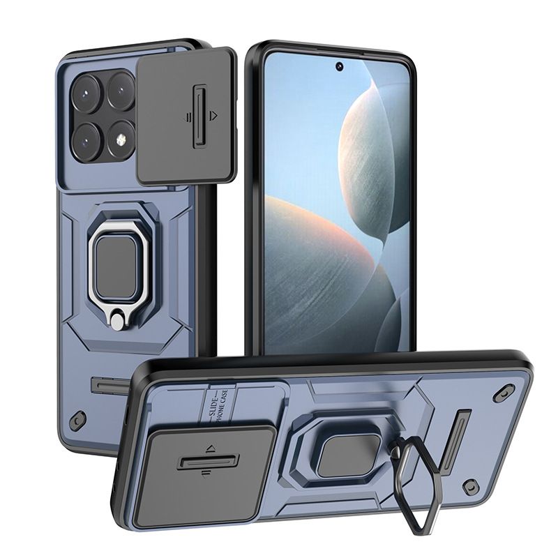 With Sliding Camera Lens Cover For Xiaomi POCO X6 Pro 5G/Redmi K70e 5G Kickstand Shockproof Cover