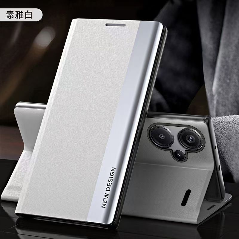 Smart Side Window Magnetic Attraction Leather Flip Phone Case For Xiaomi Redmi Note 13 12 11 10 9 Pro 13 Pro+ 11S 10S 11 Pro+ 9S 11T 12 Pro+ Kickstand Shockproof Cover