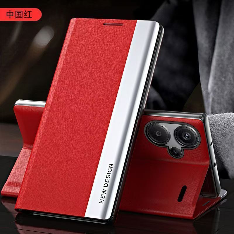 Smart Side Window Magnetic Attraction Leather Flip Phone Case For Xiaomi Redmi Note 13 12 11 10 9 Pro 13 Pro+ 11S 10S 11 Pro+ 9S 11T 12 Pro+ Kickstand Shockproof Cover