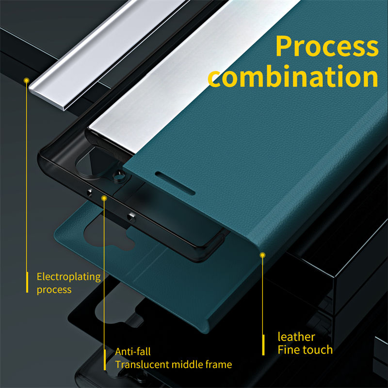 Smart Side Window Magnetic Attraction Leather Flip Phone Case For Xiaomi Redmi Note 13 12 11 10 9 Pro 13 Pro+ 11S 10S 11 Pro+ 9S 11T 12 Pro+ Kickstand Shockproof Cover