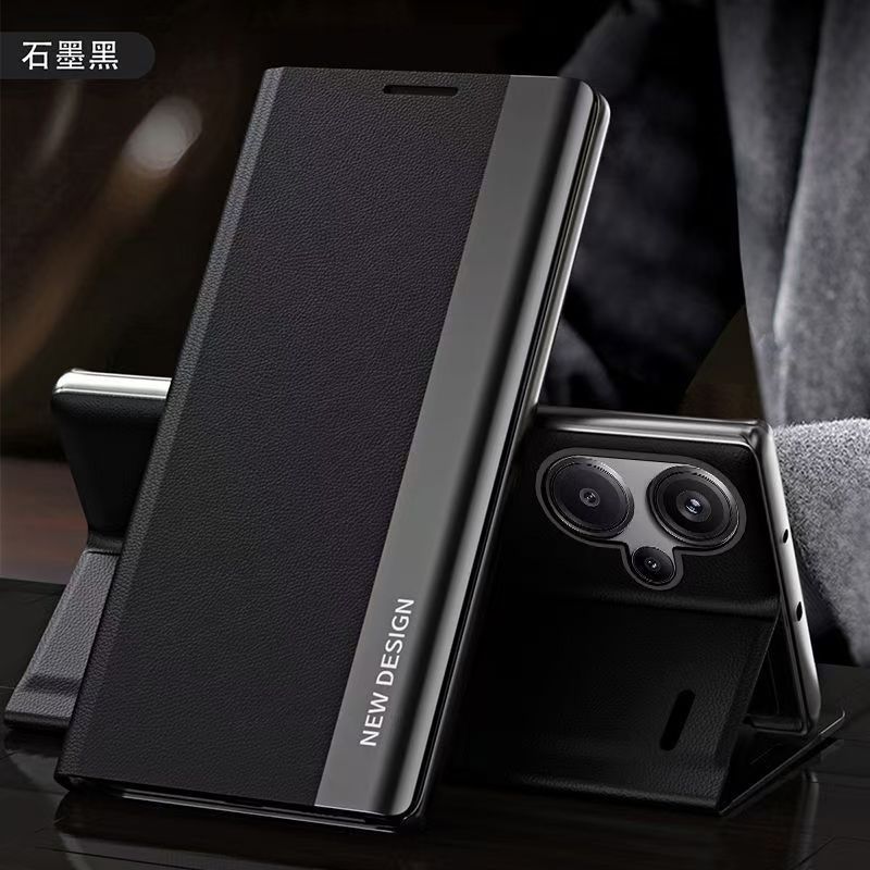 Smart Side Window Magnetic Attraction Leather Flip Phone Case For Xiaomi Redmi Note 13 12 11 10 9 Pro 13 Pro+ 11S 10S 11 Pro+ 9S 11T 12 Pro+ Kickstand Shockproof Cover