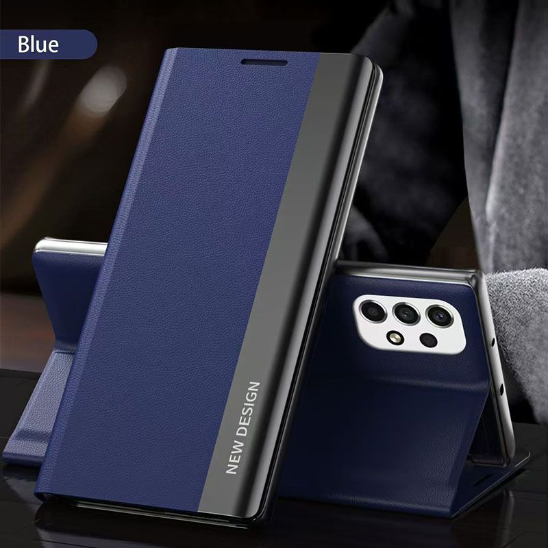 Smart Side Window Leather Flip Phone Case For Samsung Galaxy A73 A53 A33 A23 A13 A03S A02S A72 A52 A32 A22 A12 A21S A20S A10S A71 A51 A31 A11 A70 A50 A30 Kickstand Shockproof Cover