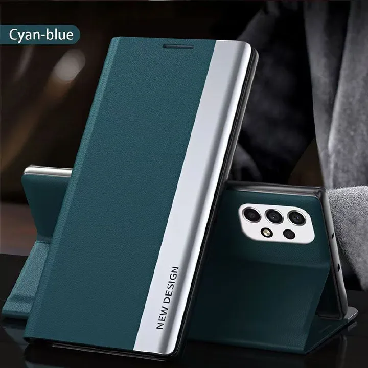 Smart Side Window Leather Flip Phone Case For Samsung Galaxy A73 A53 A33 A23 A13 A03S A02S A72 A52 A32 A22 A12 A21S A20S A10S A71 A51 A31 A11 A70 A50 A30 Kickstand Shockproof Cover