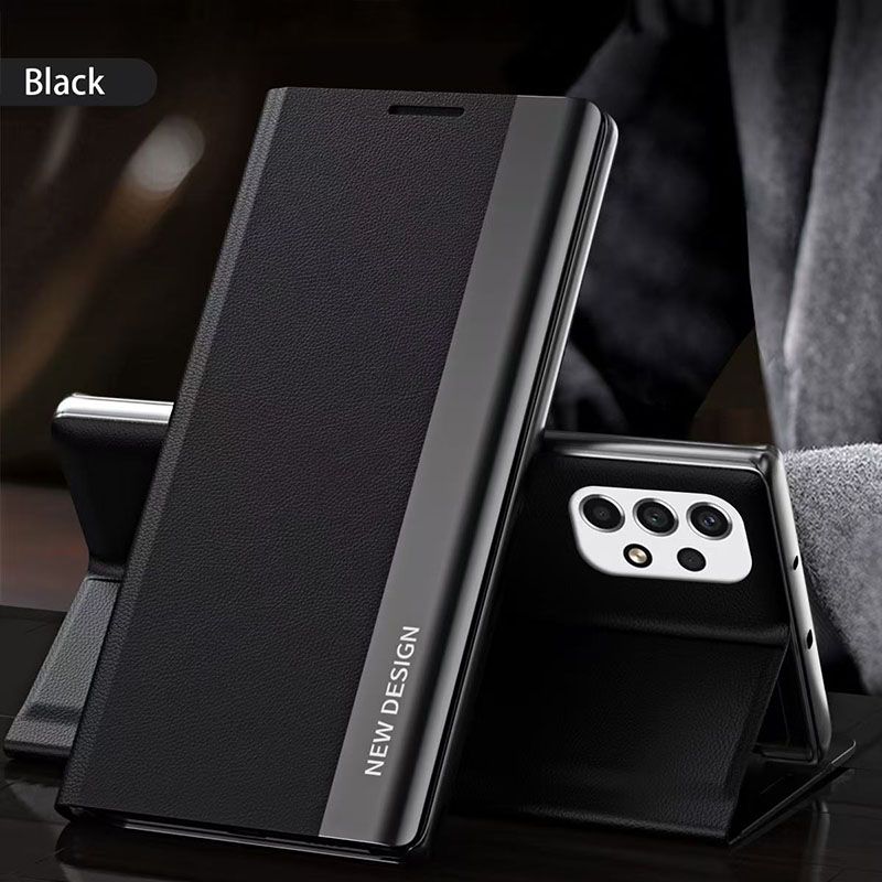 Smart Side Window Leather Flip Phone Case For Samsung Galaxy A73 A53 A33 A23 A13 A03S A02S A72 A52 A32 A22 A12 A21S A20S A10S A71 A51 A31 A11 A70 A50 A30 Kickstand Shockproof Cover