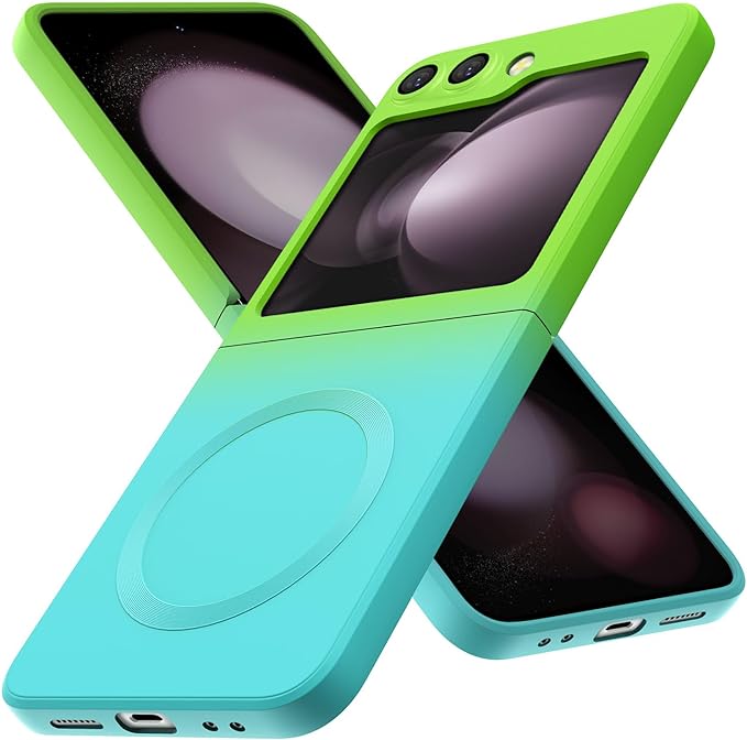 Magnetic Two Color Ultra Thin Folding Phone Case For Samsung Galaxy Z Flip 6,Flip 5, Flip 4,Flip 3 Fashion Silicone Soft Shell Cover