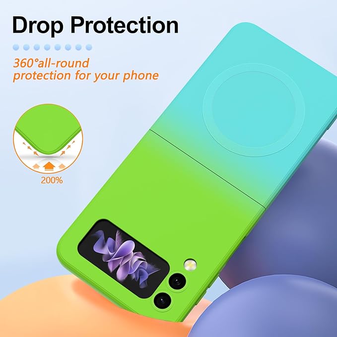 Magnetic Two Color Ultra Thin Folding Phone Case For Samsung Galaxy Z Flip 6,Flip 5, Flip 4,Flip 3 Fashion Silicone Soft Shell Cover