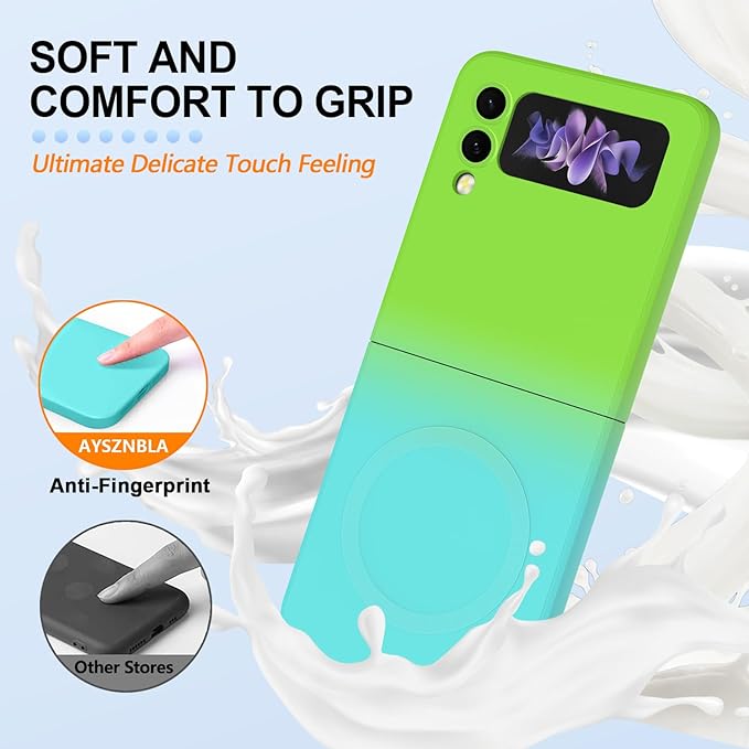 Magnetic Two Color Ultra Thin Folding Phone Case For Samsung Galaxy Z Flip 6,Flip 5, Flip 4,Flip 3 Fashion Silicone Soft Shell Cover