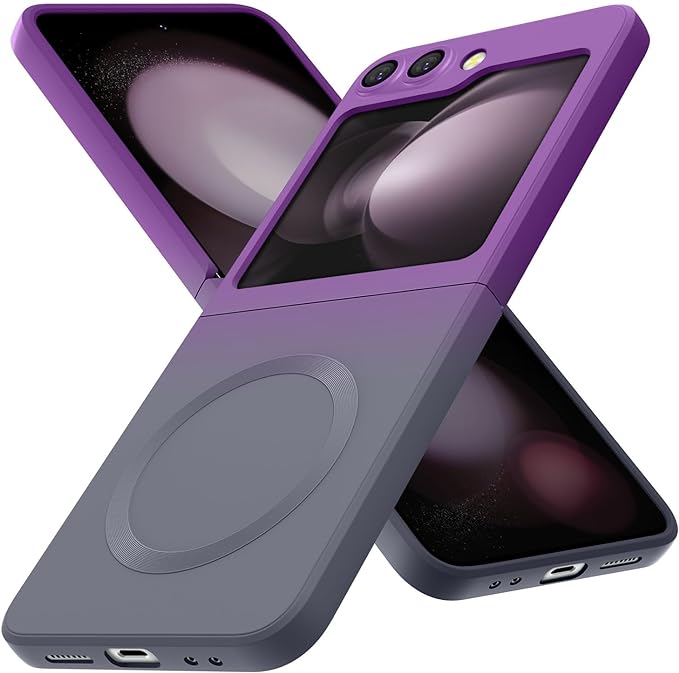 Magnetic Two Color Ultra Thin Folding Phone Case For Samsung Galaxy Z Flip 6,Flip 5, Flip 4,Flip 3 Fashion Silicone Soft Shell Cover