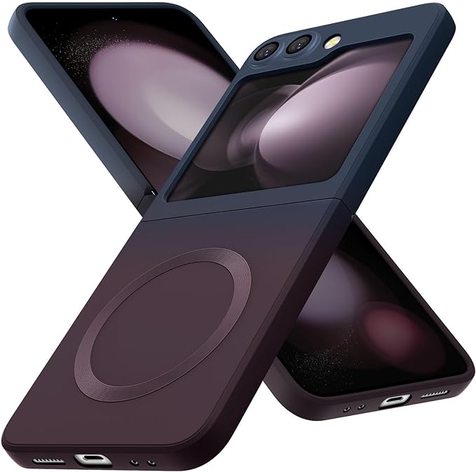 Magnetic Two Color Ultra Thin Folding Phone Case For Samsung Galaxy Z Flip 6,Flip 5, Flip 4,Flip 3 Fashion Silicone Soft Shell Cover