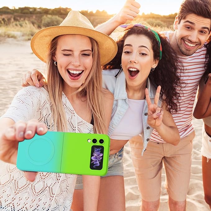 Magnetic Two Color Ultra Thin Folding Phone Case For Samsung Galaxy Z Flip 6,Flip 5, Flip 4,Flip 3 Fashion Silicone Soft Shell Cover