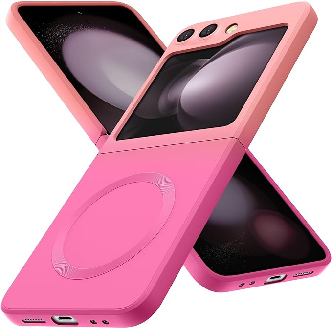 Magnetic Two Color Ultra Thin Folding Phone Case For Samsung Galaxy Z Flip 6,Flip 5, Flip 4,Flip 3 Fashion Silicone Soft Shell Cover