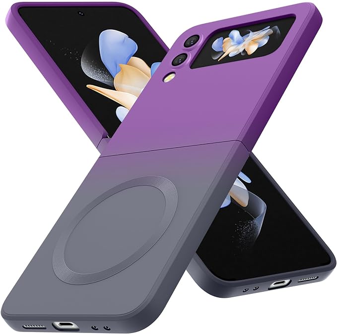 Magnetic Two Color Ultra Thin Folding Phone Case For Samsung Galaxy Z Flip 6,Flip 5, Flip 4,Flip 3 Fashion Silicone Soft Shell Cover