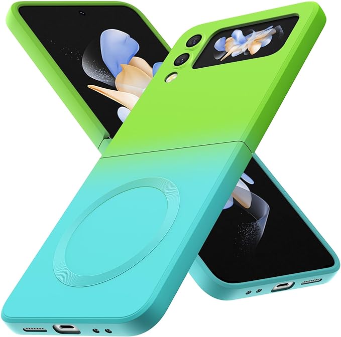 Magnetic Two Color Ultra Thin Folding Phone Case For Samsung Galaxy Z Flip 6,Flip 5, Flip 4,Flip 3 Fashion Silicone Soft Shell Cover