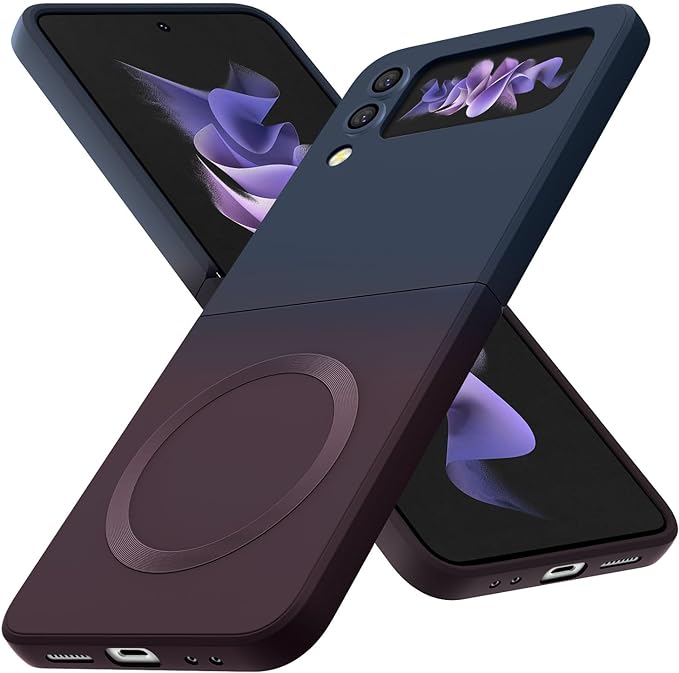Magnetic Two Color Ultra Thin Folding Phone Case For Samsung Galaxy Z Flip 6,Flip 5, Flip 4,Flip 3 Fashion Silicone Soft Shell Cover