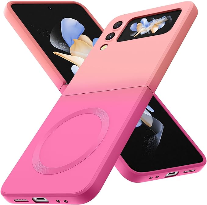 Magnetic Two Color Ultra Thin Folding Phone Case For Samsung Galaxy Z Flip 6,Flip 5, Flip 4,Flip 3 Fashion Silicone Soft Shell Cover