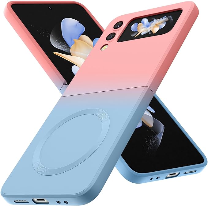 Magnetic Two Color Ultra Thin Folding Phone Case For Samsung Galaxy Z Flip 6,Flip 5, Flip 4,Flip 3 Fashion Silicone Soft Shell Cover