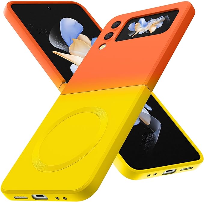 Magnetic Two Color Ultra Thin Folding Phone Case For Samsung Galaxy Z Flip 6,Flip 5, Flip 4,Flip 3 Fashion Silicone Soft Shell Cover