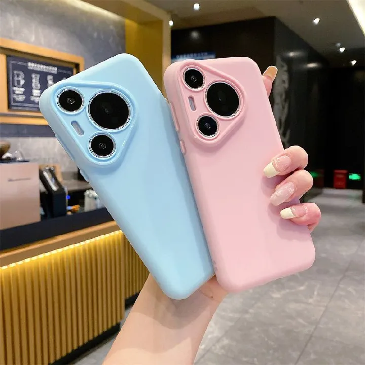 Liquid Silicone Lens Fall Prevention Cover For Huawei Pura 70 70 Pro 70 Pro+ 70 Ultra Solid Color Protective Case