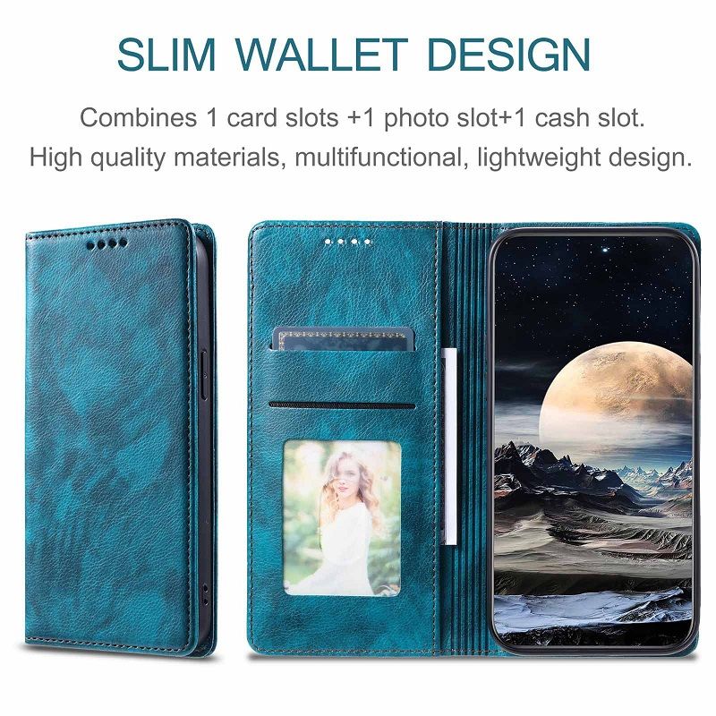 Flip Cover For Xiaomi Redmi Note 13 12S 11 10S 9s 8 14 11T X3 Pro 13C 12C 10C 9C 9A Leather Case [Flip Vintage Leather] Wallet Shockproof Durable Retro Phone Case