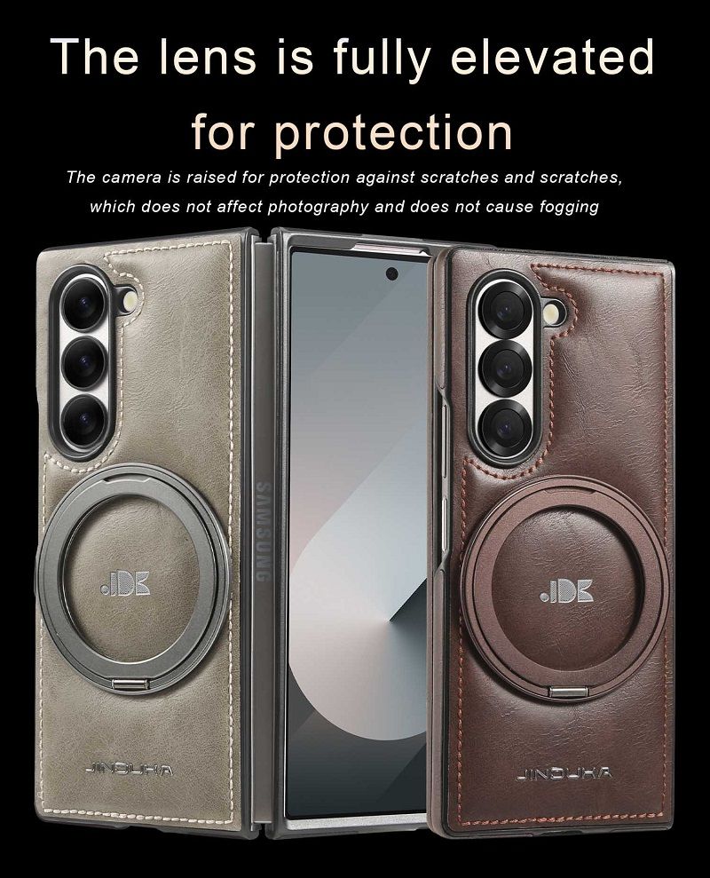 Flip Cover for Samsung Z Fold6 / Fold5 / Fold4 / Fold3 Rotating Magnetic Stand Leather Business Protective Case